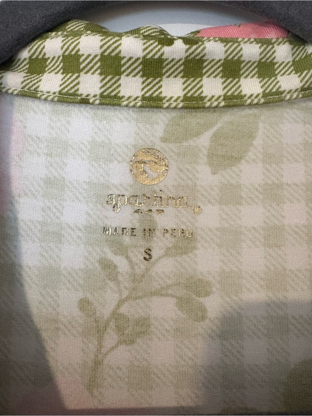 Spartina 449 Green Gingham Dress with Pink Floral Print - Picture 7 of 7
